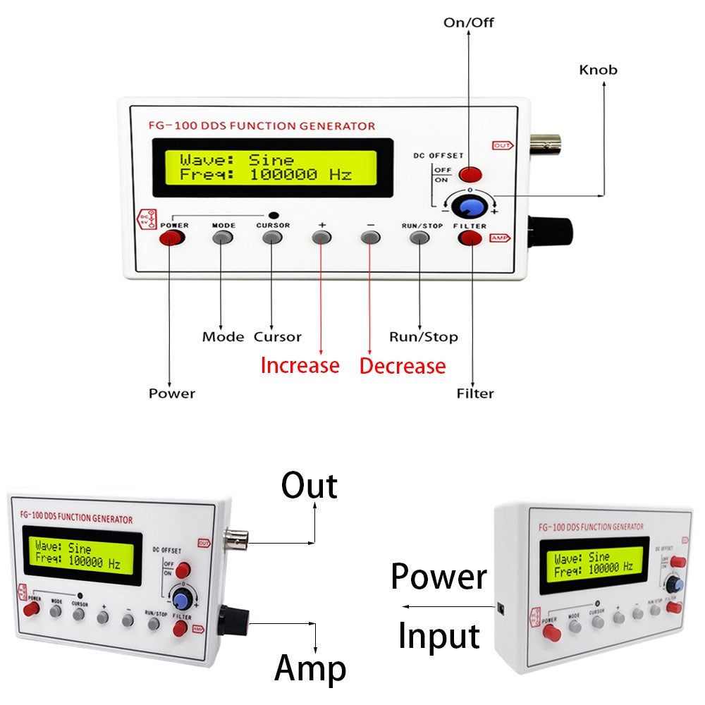 1Hz - 500KHz DDS Function Signal Generator